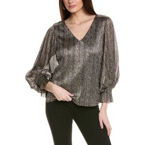 Vince Camuto womens V-Neck Blouse, Size M, Black